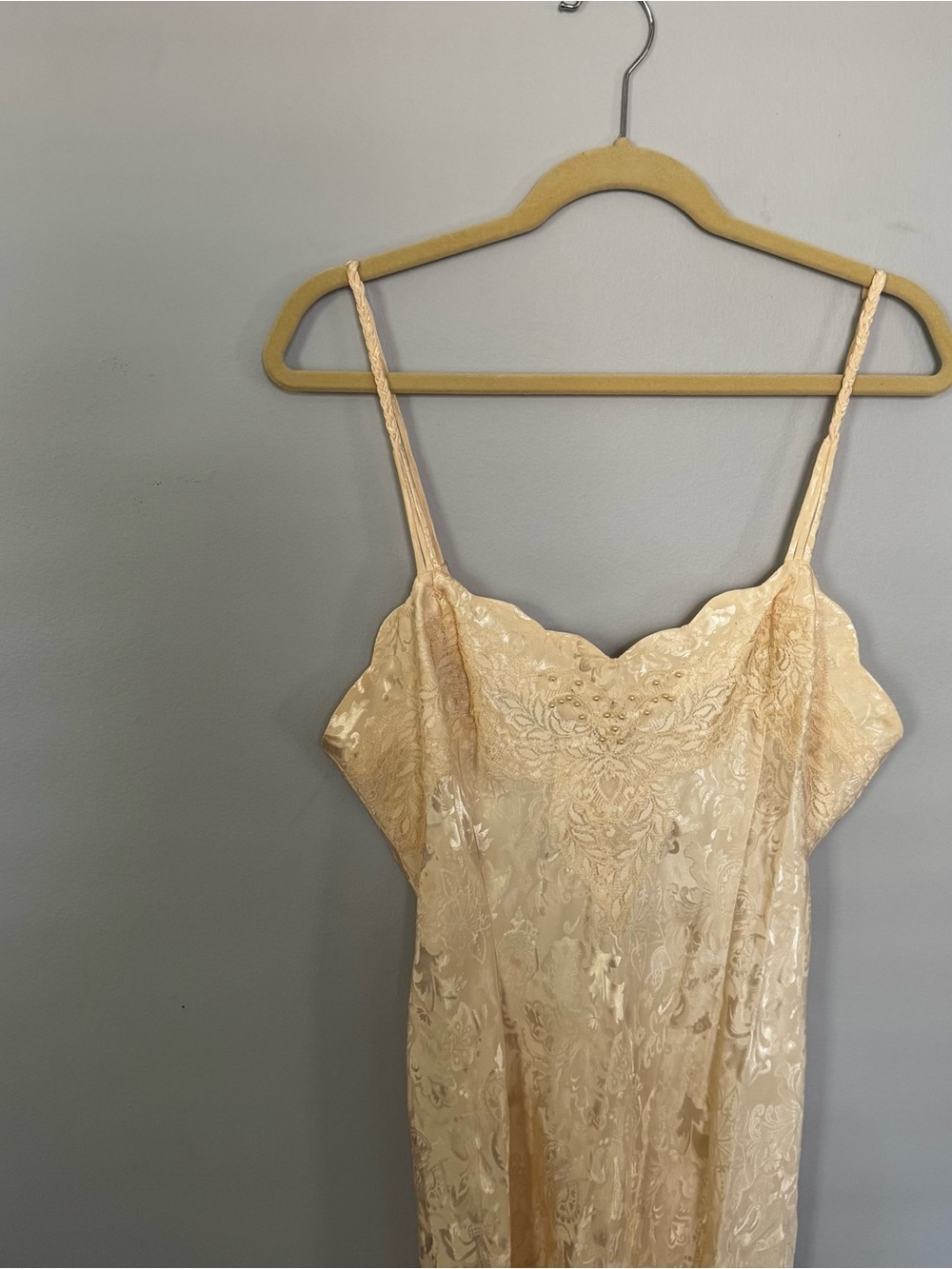 Vintage Victoria’s Secret Gold Label Ivory Satin Lace Nightgown Slip Dress L - Picture 2 of 12